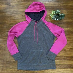 Danskin Now DRIMORE Womens Grey Pink Pullover Hoodie Hood Sweatshirt Sz Medium